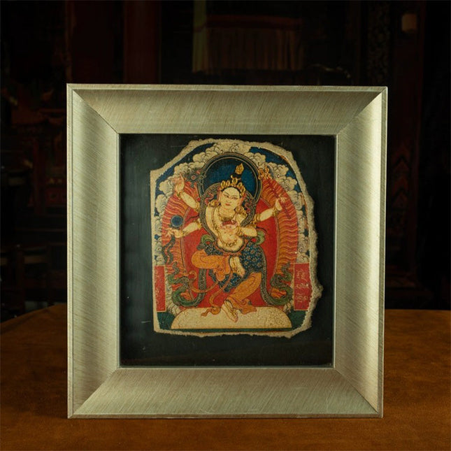 20th Century Four-armed Machig Labdrön Mural Old Tibetan Antique Thangka Purely Hand-painted