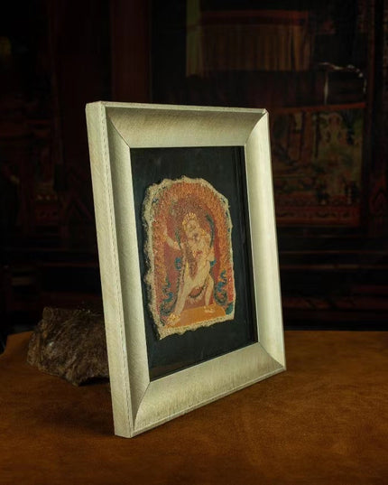 20th Century White Two-armed Mahakala Double Body Mural Tibetan Antique Thangka Purely Hand-painted