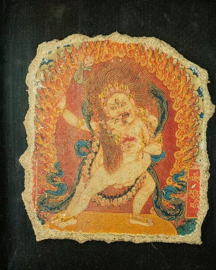 20th Century White Two-armed Mahakala Double Body Mural Tibetan Antique Thangka Purely Hand-painted