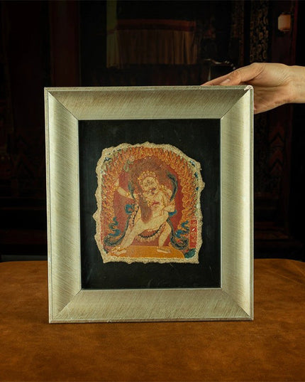 20th Century White Two-armed Mahakala Double Body Mural Tibetan Antique Thangka Purely Hand-painted