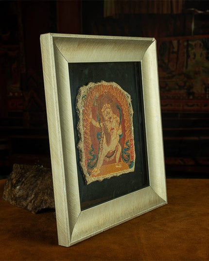 20th Century White Two-armed Mahakala Double Body Mural Tibetan Antique Thangka Purely Hand-painted