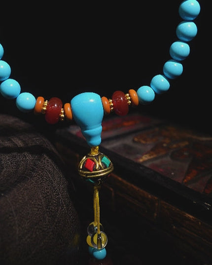 Robust Wealth Sturdy Turquoise 108 Mala Beads Necklace