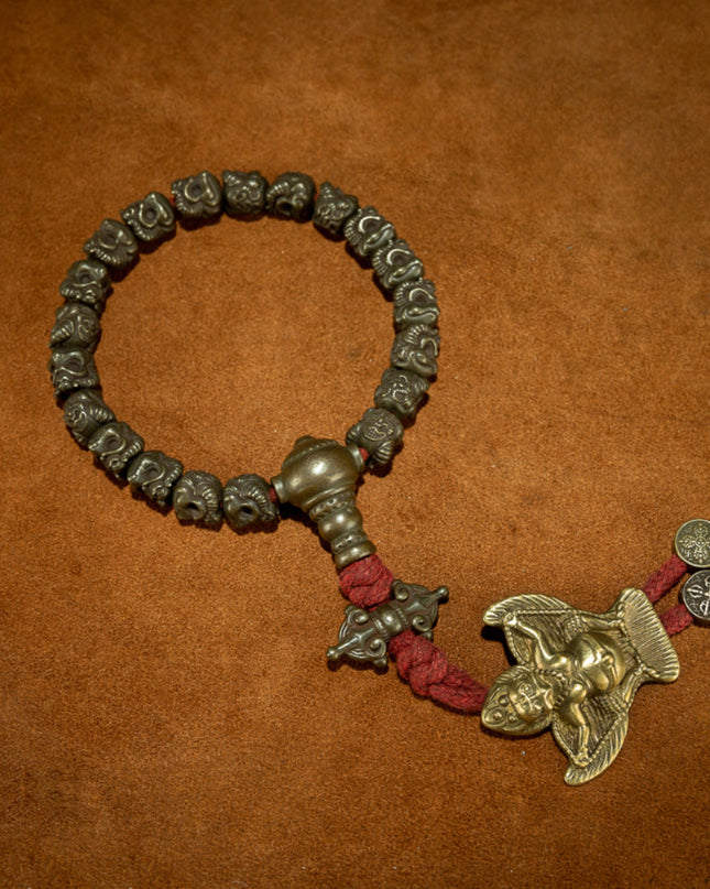 Winged Protector – 19th Century Garuda Vajra Copper Prayer Bracelet