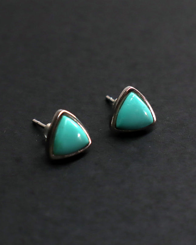 Emerald Wealth Triad – Turquoise Prosperity Energy Stud Earrings