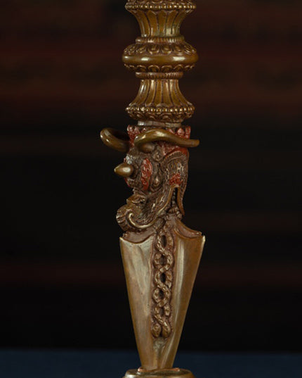 19th Century Puba King Kong Hayagriva Three-Sided Dharmapāla Tibetan Copper – Tashi Triling Ceremonial Artifact