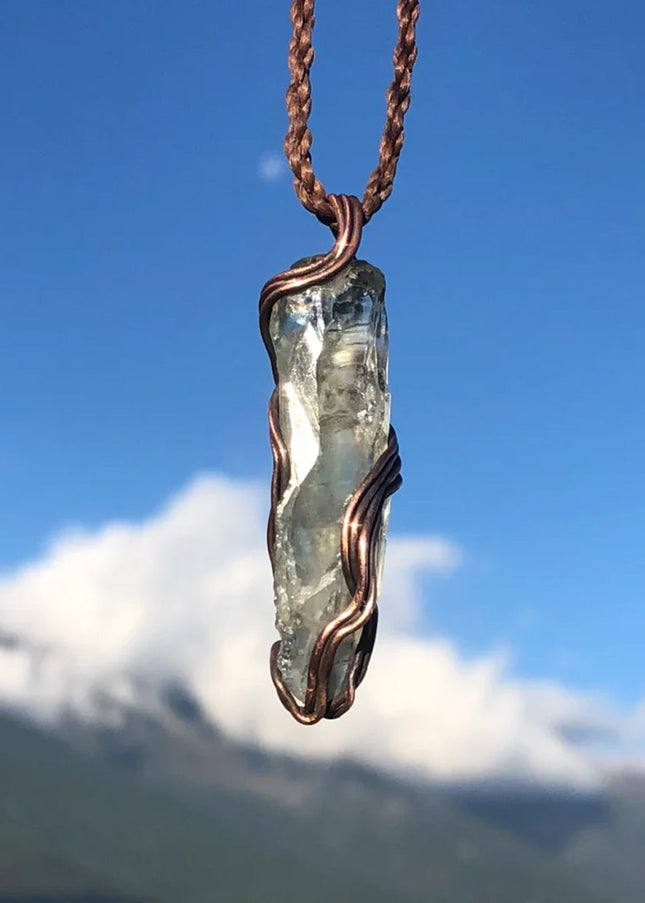 Celestial Clarity White Quartz Copper Pendant