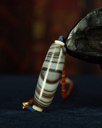 Buddha's Eye Pearl Tibetan Millennium Dzi Bead Sardonyx Natural Manifestation