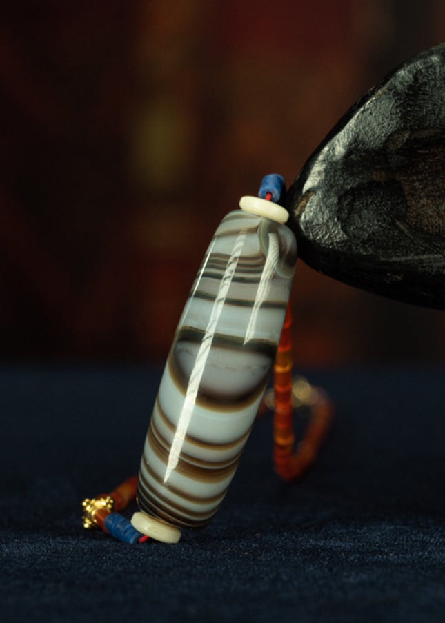 Buddha's Eye Pearl Tibetan Millennium Dzi Bead Sardonyx Natural Manifestation
