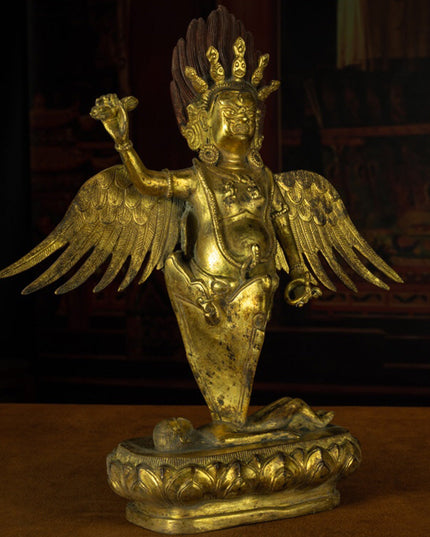 Qing Dynasty Puba Vajra subdues demons and protects the Dharma Tibetan antique Buddha statue  gilt