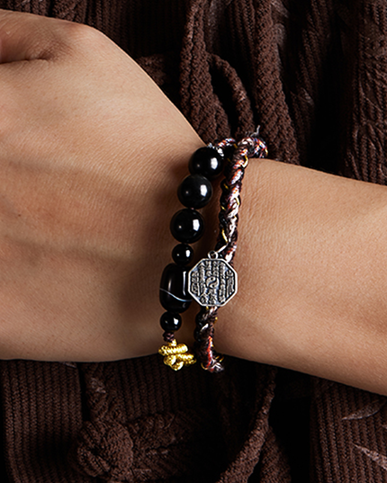 Silver Mountain Spirit Coin Bagua Fortune Beads Bracelet