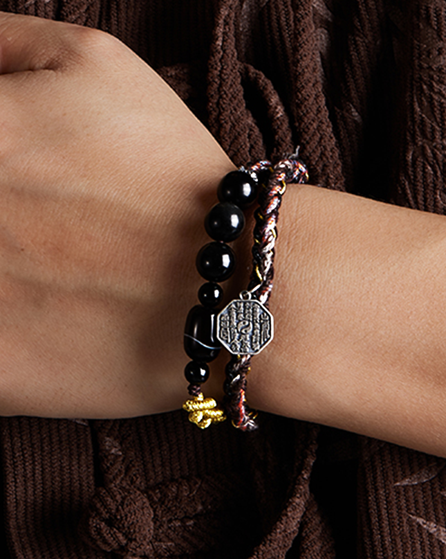 Silver Mountain Spirit Coin Bagua Fortune Beads Bracelet