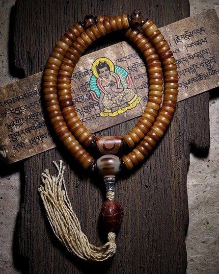 Vitality Yak Bone 108 Mala Beads Necklace