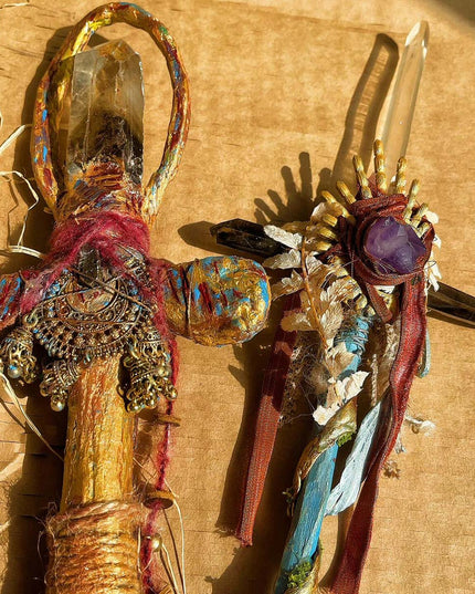 Tibetan God of Wealth & Health Magic Wand Tibetan Quartz Crystal Handmade
