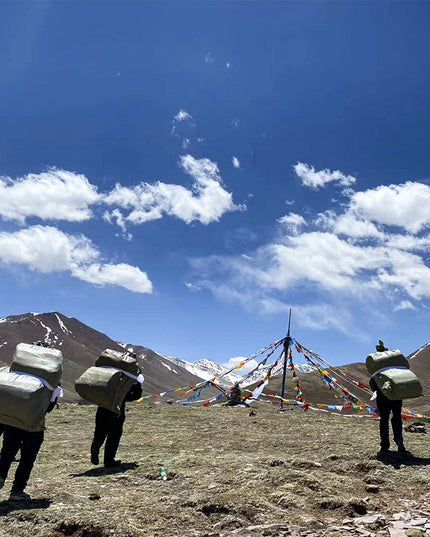 Holy Land of Tibet Hangs Prayer Flags For Energy Blessing
