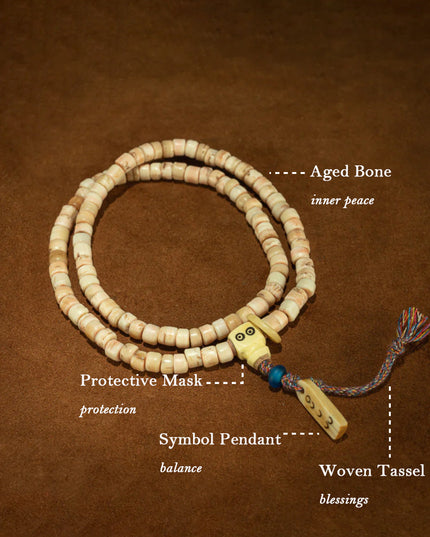 Mantra of Completion – 19th Century 108-Bead Bone Mala Necklace