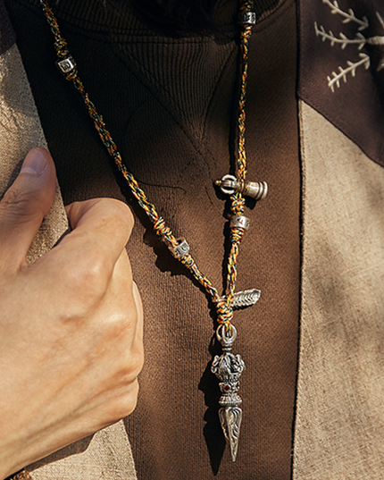 Multicolored Handcrafted Vajra Pendant Necklace