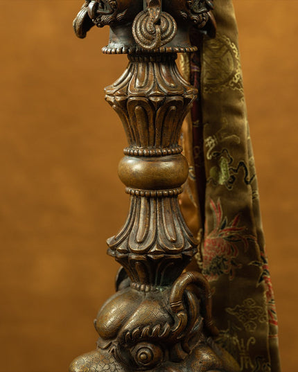 19th Century Giant Three-faced Hayagriva Tibetan Antique Vajra Purple Lima Copper