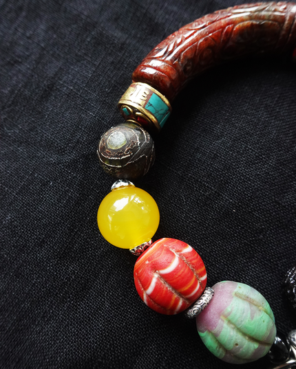 Multi-Blessing Agate Gourd Bead Bracelet