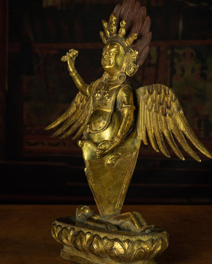 Qing Dynasty Puba Vajra subdues demons and protects the Dharma Tibetan antique Buddha statue  gilt