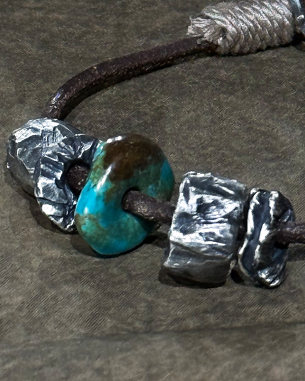 Turquoise and Sterling Silver Carved Bracelet