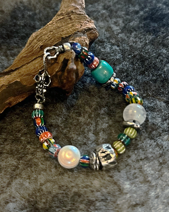 Ancient Colored Glaze Pearl Multi-Blessing Bracelet