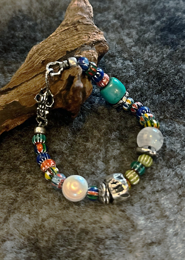 Ancient Colored Glaze Pearl Multi-Blessing Bracelet