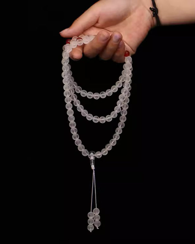 108 Mala Beads Clear Crystal Healing Necklace