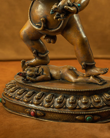16th Century Black Jambhala Tibetan Antique Buddha Statue Purple Lima Copper Big Size Sholdopal Made