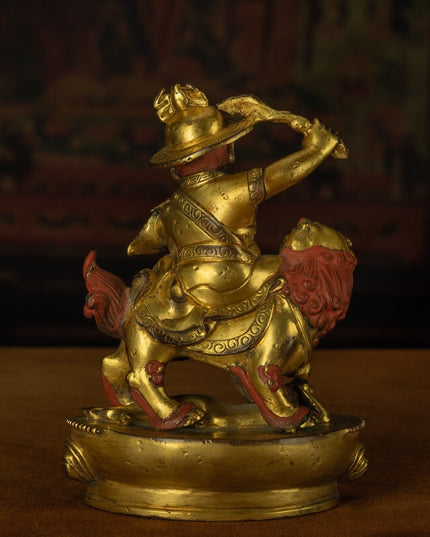 Qing Dynasty Vajra Single Firm Protector Tibetan Antique Buddha Statue Full of Gold Water