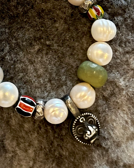 Himalayan Style Antique Pearl and Glass Multi-Blessing Bracelet