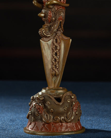 19th Century Puba King Kong Hayagriva Three-Sided Dharmapāla Tibetan Copper – Tashi Triling Ceremonial Artifact