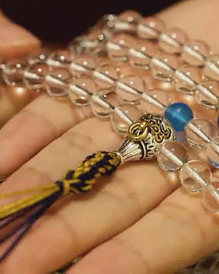 108 Mala Beads Crystal Healing Dorje Symbol Necklace