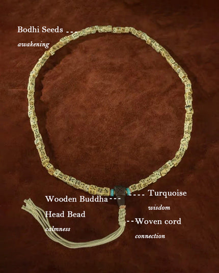 108 Beads Antique Tibetan Jade & Turquoise Bodhi Seed Prayer Bracelet