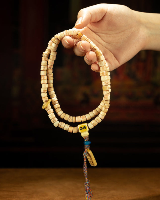 Mantra of Completion – 19th Century 108-Bead Bone Mala Necklace