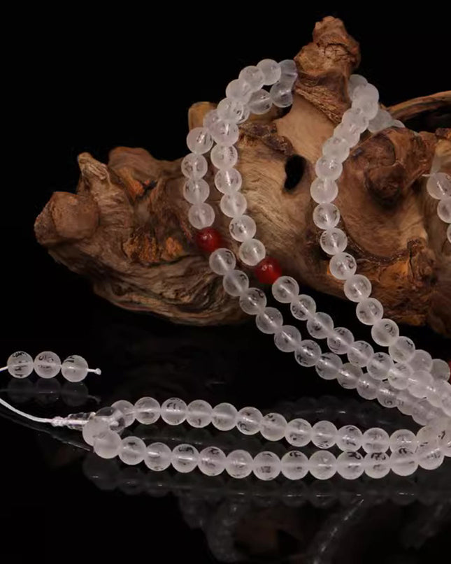 108 Mala Beads Clear Crystal Healing Necklace