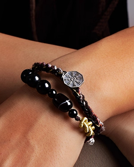 Silver Mountain Spirit Coin Bagua Fortune Beads Bracelet