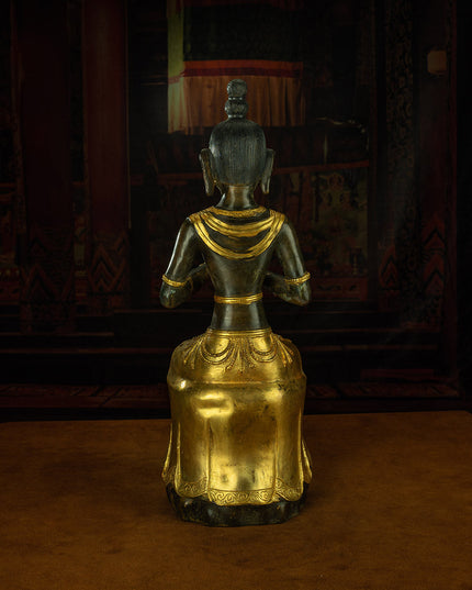 Qing Dynasty Manjusri Bodhisattva Tibetan antique Buddha statue Gilt Han style Tibet