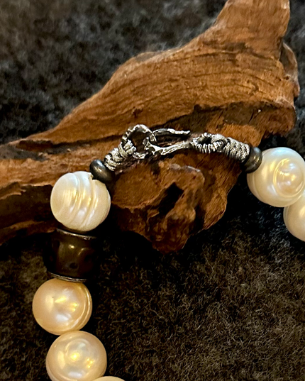 Himalayan Style Antique Pearl and Glass Multi-Blessing Bracelet