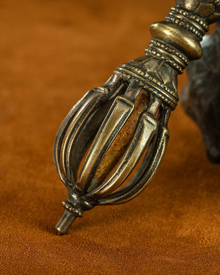 19 Century Demon-Subduing Tibetan Antique Vajra-Pestle Lima Copper From Samye Monastery