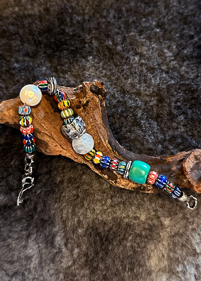 Ancient Colored Glaze Pearl Multi-Blessing Bracelet