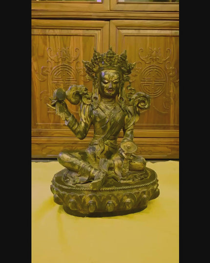 18th Century Gilt Bronze Padmasambhava Buddha Statue Tibetan Antique from Ganden Monastery