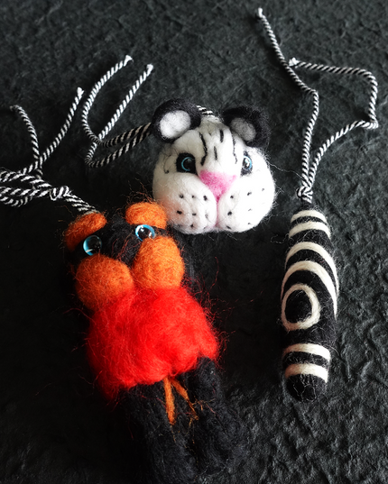 Snow Leopard wool felt bag pendant