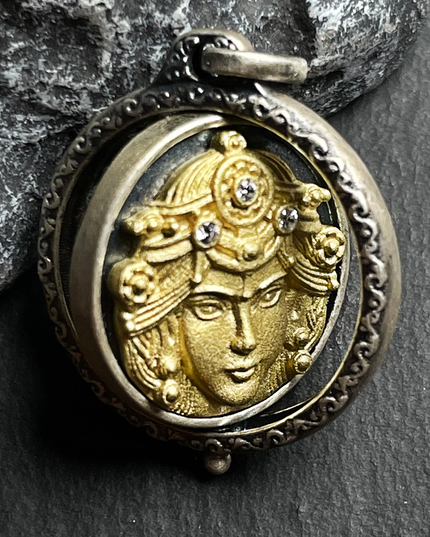 Sterling Silver Gilded Zakirum Dual-Side Rotating Pendant