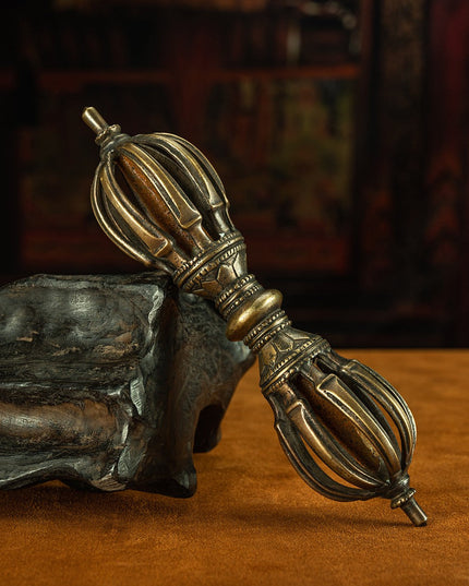 19 Century Demon-Subduing Tibetan Antique Vajra-Pestle Lima Copper From Samye Monastery