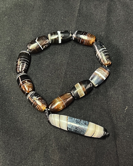 【Unique Item】 Mystical Star： Himalayan Blue-Infused Threaded Agate Bracelet