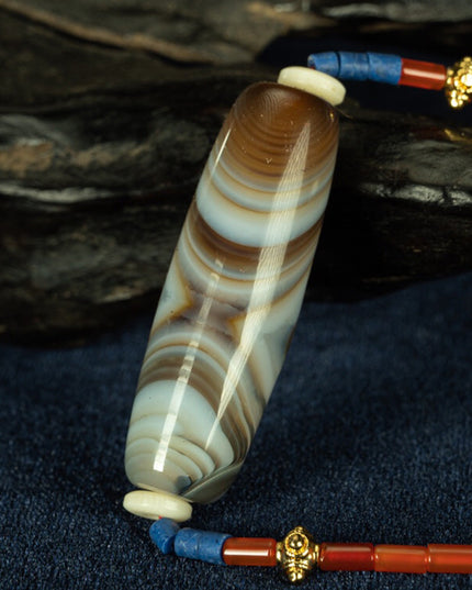 Buddha's Eye Pearl Tibetan Millennium Dzi Bead Sardonyx Natural Manifestation