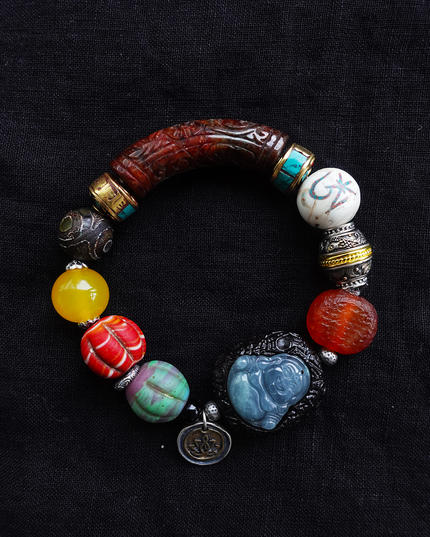 Multi-Blessing Agate Gourd Bead Bracelet