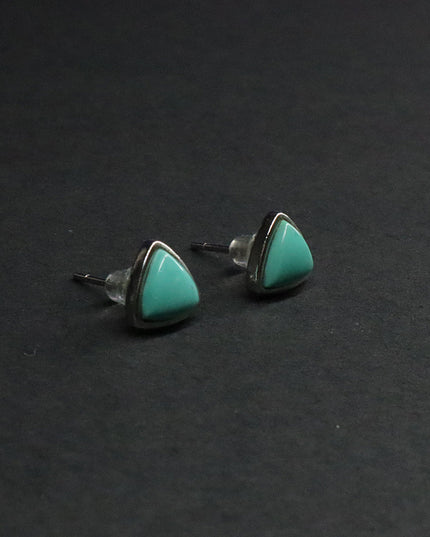 Emerald Wealth Triad – Turquoise Prosperity Energy Stud Earrings