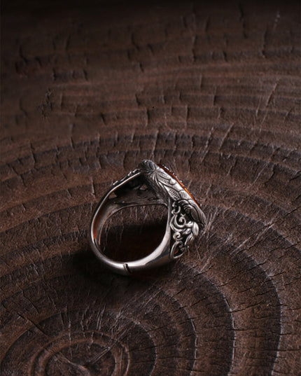 Blood Amber Wealth Ring for prosperity and abundance