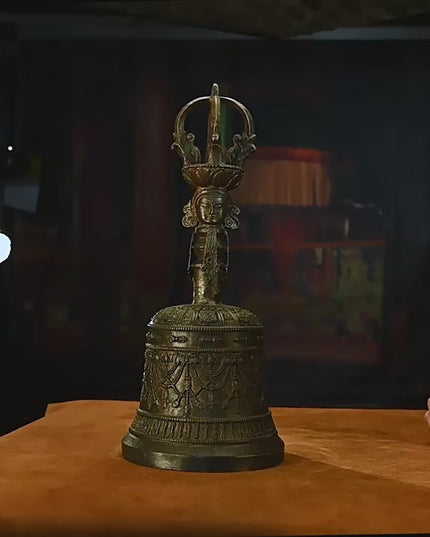 Ming Dynasty Tibetan Antique Vajra Bell Ritual Artifact from Sera Monastery